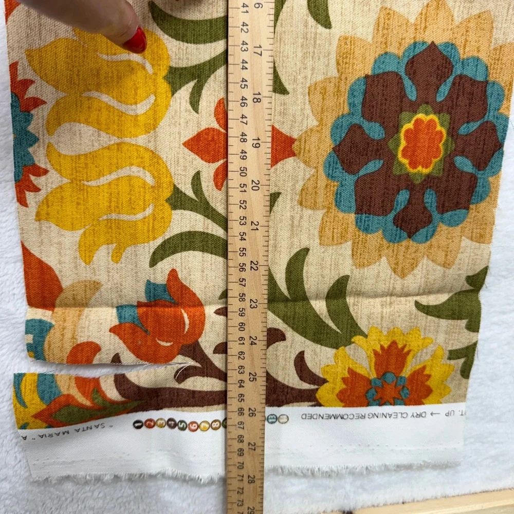 Waverly Santa Maria Upholstery Fabric Remnant Floral Neutral Beige Green 1 Yd